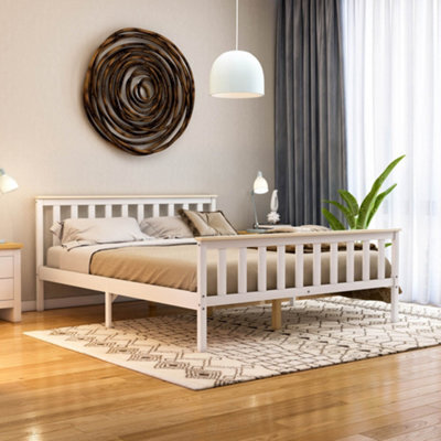 Lassic Vida Designs Milan White & Pine 5Ft King Size Wooden Bed Frame - High Foot End - image 1