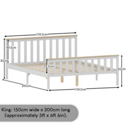Lassic Vida Designs Milan White & Pine 5Ft King Size Wooden Bed Frame - High Foot End - thumbnail 3