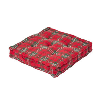 Homescapes Cotton Edward Tartan Floor Cushion, 50 X 50 Cm - image 1
