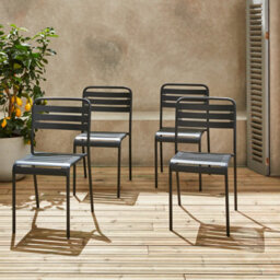 Sweeek - Set Of 4 Stackable Steel Garden Chairs Amelia Anthracite 44X52X79 Cm - thumbnail 3