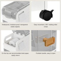 3 Tier Slimline Bathroom Storage Cabinet Narrow - thumbnail 5