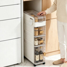 3 Tier Slimline Bathroom Storage Cabinet Narrow - thumbnail 3
