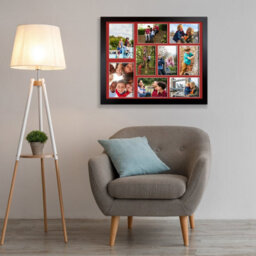 AK Frames 20X16 Black Sleek Multi Photo Frame With Crimson Mount - Holds 9 Apertures (2X) 7X5, (7X) 6X4 Photos - thumbnail 3