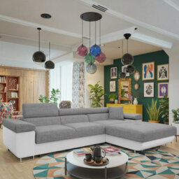 Torezio Mini L Shaped Sofa Bed With Adjustable Headrests Storage Dolfn Mechanism 280X170X70-90Cm White And Grey Right