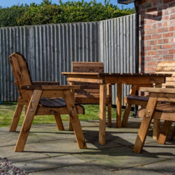 Samuel Alexander Outdoor Luxury Hand Made 6 Seater Chunky Rustic Wooden Garden Furniture Table And Chairs Set 137Cm Table - thumbnail 2