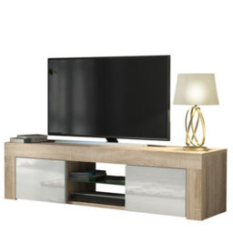 Creative Furniture Loom Tv Unit 130Cm - Oak & White Gloss Doors - thumbnail 8