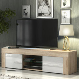 Creative Furniture Loom Tv Unit 130Cm - Oak & White Gloss Doors - thumbnail 5