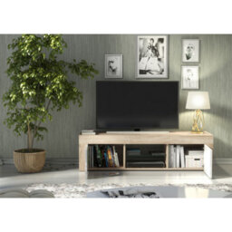 Creative Furniture Loom Tv Unit 130Cm - Oak & White Gloss Doors - thumbnail 3