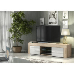 Creative Furniture Loom Tv Unit 130Cm - Oak & White Gloss Doors - thumbnail 6