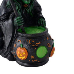 Living And Home Light Up Witch Cauldron Figurine Resin For Halloween Party Tabletop Haunted House Decor - thumbnail 6