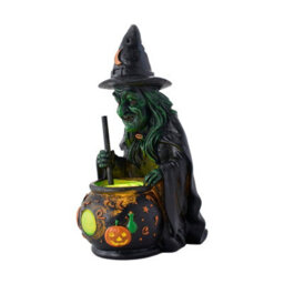 Living And Home Light Up Witch Cauldron Figurine Resin For Halloween Party Tabletop Haunted House Decor - thumbnail 2