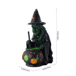 Living And Home Light Up Witch Cauldron Figurine Resin For Halloween Party Tabletop Haunted House Decor - thumbnail 8