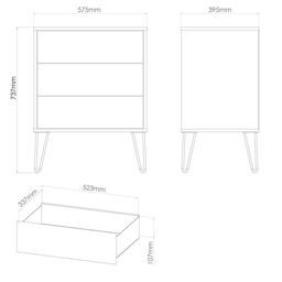 Anzio Matt Vintage Oak Effect 3 Drawer Chest (H)737mm (W)575mm (D)395mm - thumbnail 7