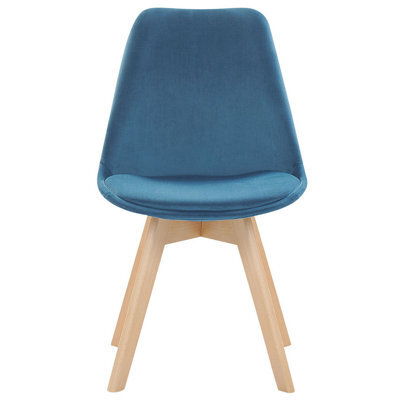 Beliani Blue Velvet Dining Chairs Set Of 2 - Modern Beechwood Legs, Rounded Back, Compact. - image 1