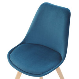 Beliani Blue Velvet Dining Chairs Set Of 2 - Modern Beechwood Legs, Rounded Back, Compact. - thumbnail 6