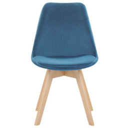 Beliani Blue Velvet Dining Chairs Set Of 2 - Modern Beechwood Legs, Rounded Back, Compact.