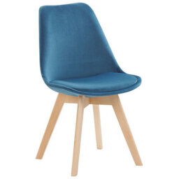 Beliani Blue Velvet Dining Chairs Set Of 2 - Modern Beechwood Legs, Rounded Back, Compact. - thumbnail 4