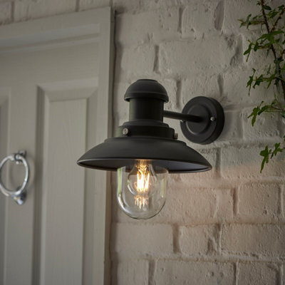 Anson Lighting Konig Outdoor Wall Light Finished In Matt Black And Clear Glass - image 1