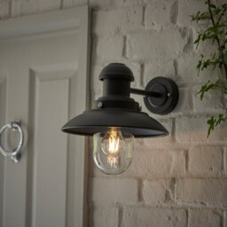 Anson Lighting Konig Outdoor Wall Light Finished In Matt Black And Clear Glass - thumbnail 1