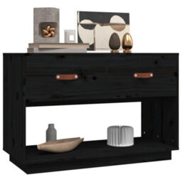 Berkfield Tv Cabinet Black 90X40X60 Cm Solid Wood Pine - thumbnail 4