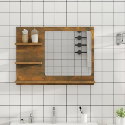 Walplus Bathroom Mirror Smoked Oak 60X10.5X45 Cm Engineered Wood - image 1