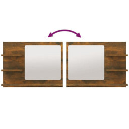 Walplus Bathroom Mirror Smoked Oak 60X10.5X45 Cm Engineered Wood - thumbnail 5