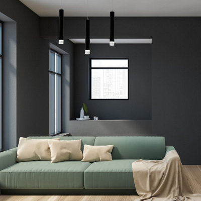Milagro Carbon Black Led Pendant Lamp 3X5W Eye Catching Contemporary Cylindrical Lights With Built In Low Consumption Light Source - image 1