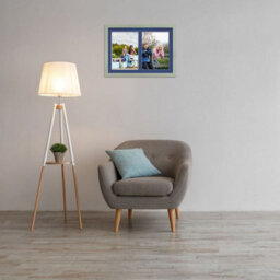 AK Frames 20X14 Green Modern Multi Photo Frame With Blue Mount - Holds 2 Apertures (2X) A4 Photos - thumbnail 3