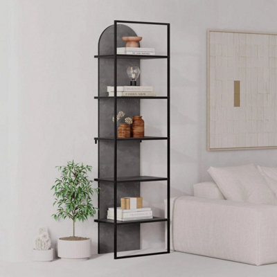 Modern Black Metal Frame Bookcase Shelving Unit 5 Tier - image 1