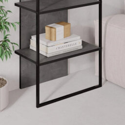 Modern Black Metal Frame Bookcase Shelving Unit 5 Tier - thumbnail 6