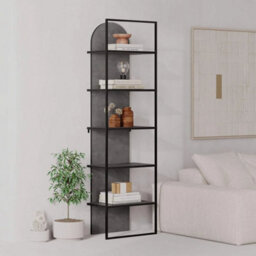 Modern Black Metal Frame Bookcase Shelving Unit 5 Tier - thumbnail 1