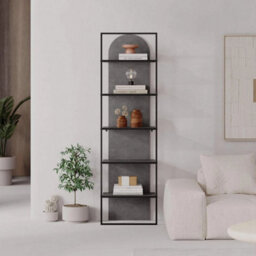 Modern Black Metal Frame Bookcase Shelving Unit 5 Tier - thumbnail 3