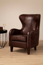 Orsina Dark Coffee Leather Armchair,accent Chair, Leather Upholstered Lounge Chair,wingback Ocassional Chair - thumbnail 2