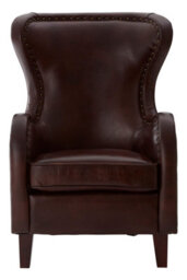 Orsina Dark Coffee Leather Armchair,accent Chair, Leather Upholstered Lounge Chair,wingback Ocassional Chair - thumbnail 3