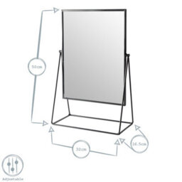 Harbour Housewares 2X Metallic Vanity Mirrors - 50 X 32Cm Black Adjustable Tilt Dressing Table Mirror Sleek Modern Makeup Mirror - thumbnail 3