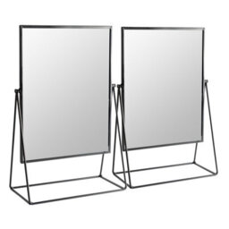 Harbour Housewares 2X Metallic Vanity Mirrors - 50 X 32Cm Black Adjustable Tilt Dressing Table Mirror Sleek Modern Makeup Mirror - thumbnail 1