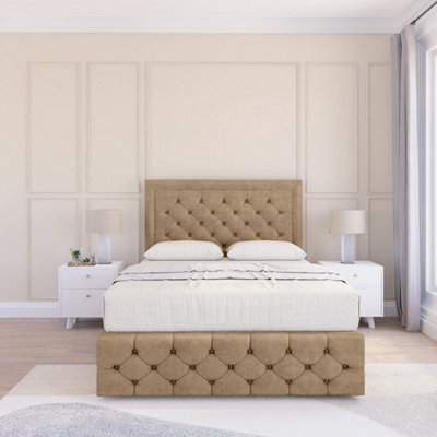 "Sloomy 5Ft Vienna Naples Mink Bed Set With 2 Drawers & Footboard, Mattress & 54"" Headboard - King" - image 1