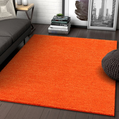 Prime Plus Extra Thick Heavy 5Cm Pile Soft Shaggy Rugs Modern Area Rugs Bedroom Hall Rugs (Orange,1 60 X 230Cm) - image 1