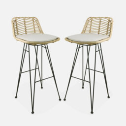 Sweeek. Pair Of Rattan Bar Stools Natural Beige L42.5Xd48Xh97Cm Cahya - thumbnail 2