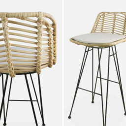 Sweeek. Pair Of Rattan Bar Stools Natural Beige L42.5Xd48Xh97Cm Cahya - thumbnail 4