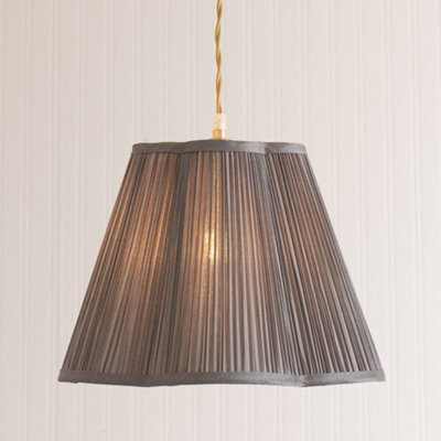Valuelights Loralei Dark Grey Large Pleated Faux Silk Scallop Easy Fit Lamp Shade With Bulb (D)35.5Cm - image 1