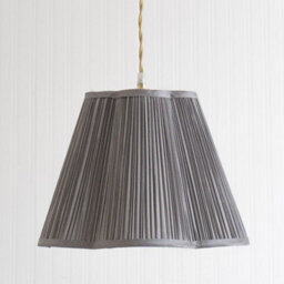 Valuelights Loralei Dark Grey Large Pleated Faux Silk Scallop Easy Fit Lamp Shade With Bulb (D)35.5Cm - thumbnail 2