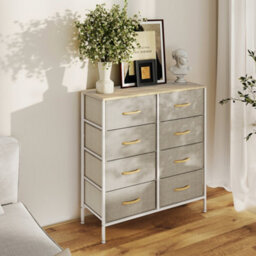 Homcom 8 Drawer Fabric Chest Of Drawers W/ Wooden Top For Hallway Maple - thumbnail 9