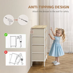 Homcom 8 Drawer Fabric Chest Of Drawers W/ Wooden Top For Hallway Maple - thumbnail 5