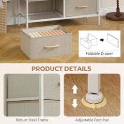 Homcom 8 Drawer Fabric Chest Of Drawers W/ Wooden Top For Hallway Maple - thumbnail 6