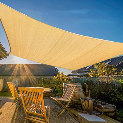 Beige 200X600Cm Rectangular Shade Sail Uv Resistant With Eyelets - image 1