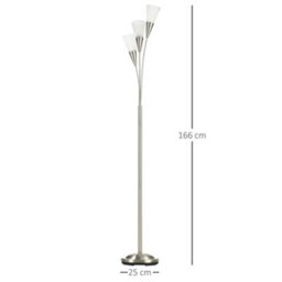 Homcom Modern Upright Floor Lamp With 3 Light, Steel Base For Living Room - thumbnail 3