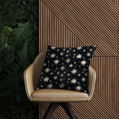 Warren Reed Designer Silver Gold Snowflake Pattern Outdoor Cushion 60Cm X 60Cm