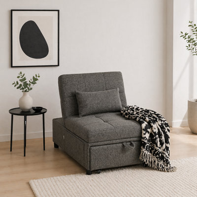 Wyld Haus Lulusa Kela Fabric Dark Grey 4-In-1 Convertible Single Sleeper Chair - 182Cm Bed - image 1