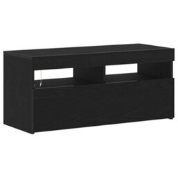 Berkfield Tv Stand With Led Lights - Black Oak, 90X35X40 Cm, Made Of Engineered Wood - thumbnail 6
